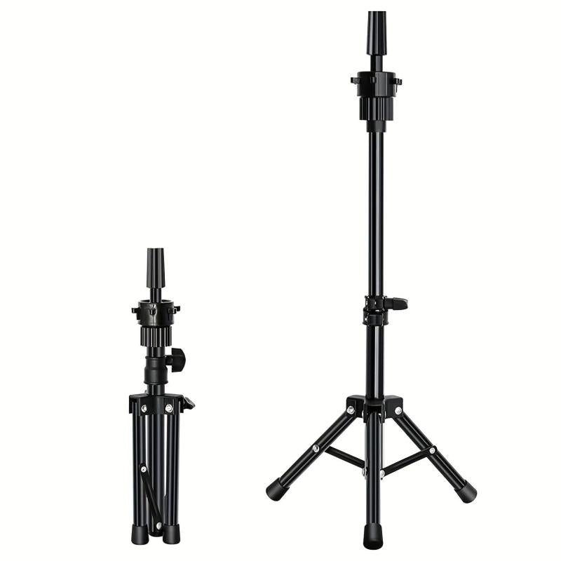 Mini Adjustable Wig Stand Tripod Hairdresser Table Training Head Stand