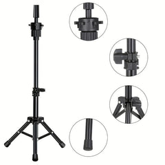 Mini Adjustable Wig Stand Tripod Hairdresser Table Training Head Stand
