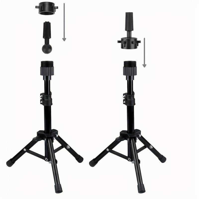Mini Adjustable Wig Stand Tripod Hairdresser Table Training Head Stand