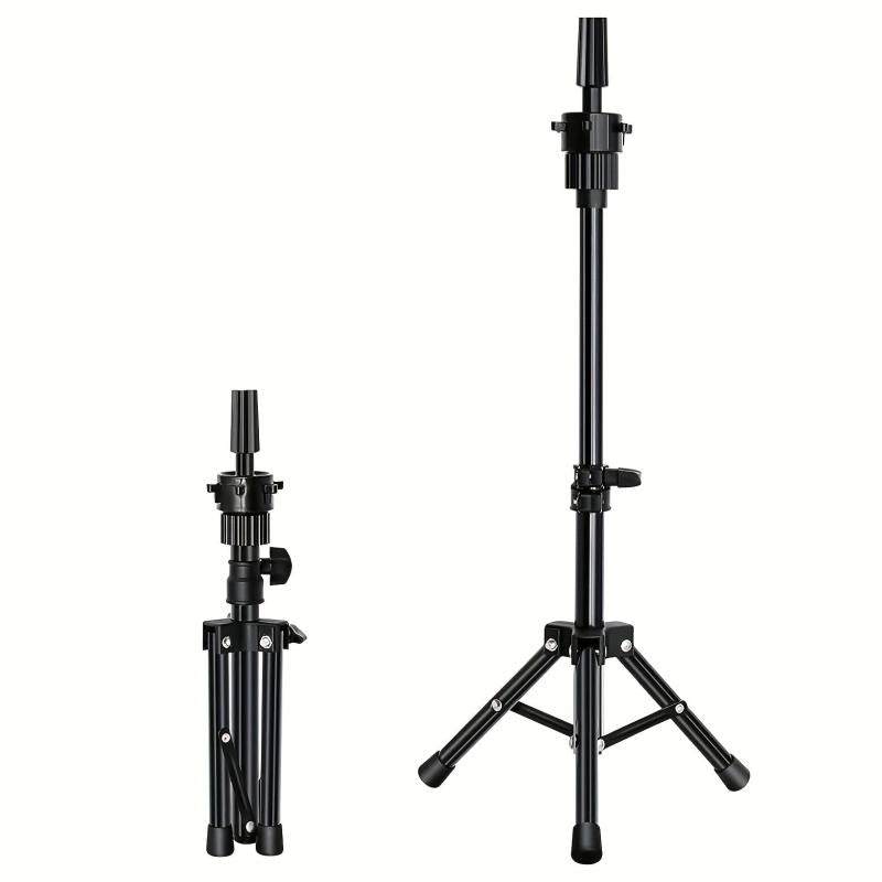 Mini Adjustable Wig Stand Tripod Hairdresser Table Training Head Stand