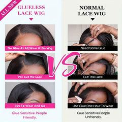 Glueless Bob Wig Human Hair 4X4 Closure Straight HD Lace Short Wig