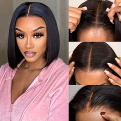 Glueless Bob Wig Human Hair 4X4 Closure Straight HD Lace Short Wig