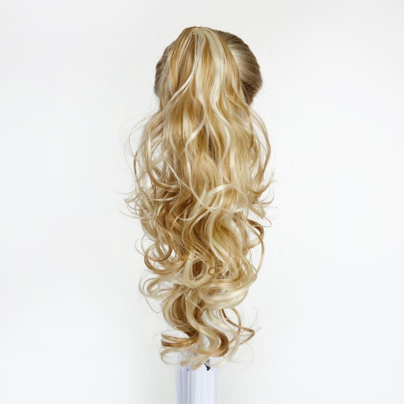 Long Curly Wavy Ponytail Extension for Women - Natural Wavy Synthetic Hairpiece