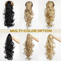 Long Curly Wavy Ponytail Extension for Women - Natural Wavy Synthetic Hairpiece