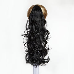 Long Curly Wavy Ponytail Extension for Women - Natural Wavy Synthetic Hairpiece