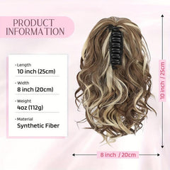 Short Curly Ponytail Hair Extensions Claw Clip Natural Wavy Synthetic Hairpiece