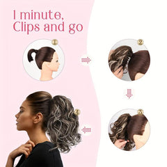 Short Curly Ponytail Hair Extensions Claw Clip Natural Wavy Synthetic Hairpiece