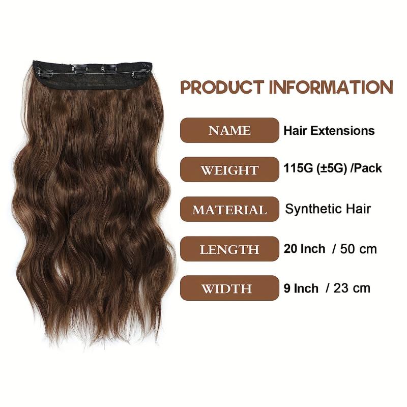 Long Wavy Hair Extensions 50 8 cm Natural Synthetic Heat Resistant Fibre