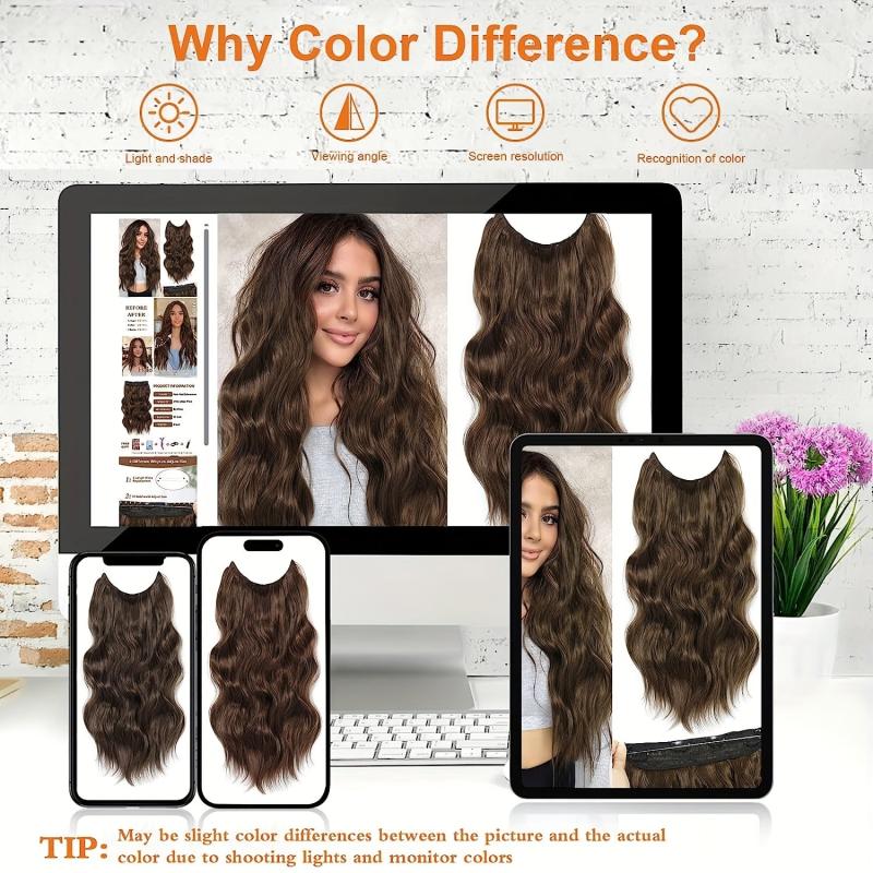 Long Wavy Hair Extensions 50 8 cm Natural Synthetic Heat Resistant Fibre