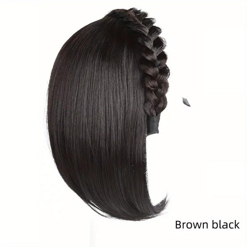 Braid Headband Hair Hoop with Straight Hair Extensions - Synthetic Hair Pieces