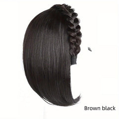 Braid Headband Hair Hoop with Straight Hair Extensions - Synthetic Hair Pieces