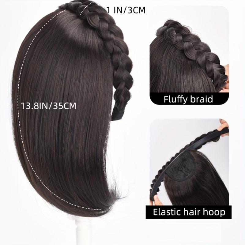 Braid Headband Hair Hoop with Straight Hair Extensions - Synthetic Hair Pieces