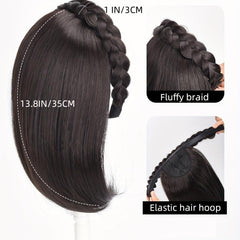 Braid Headband Hair Hoop with Straight Hair Extensions - Synthetic Hair Pieces