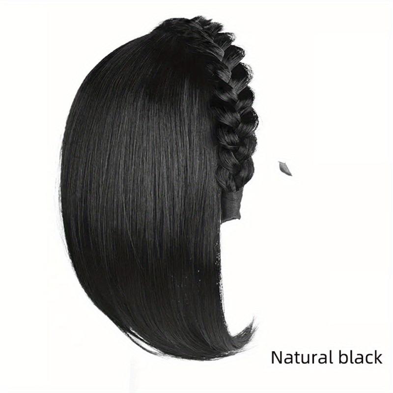 Braid Headband Hair Hoop with Straight Hair Extensions - Synthetic Hair Pieces