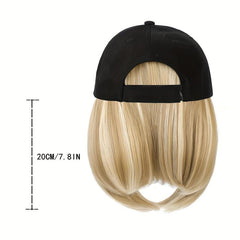 Baseball Cap With Wigs 19 Short Straight Bob Wigs Adjustable Hat
