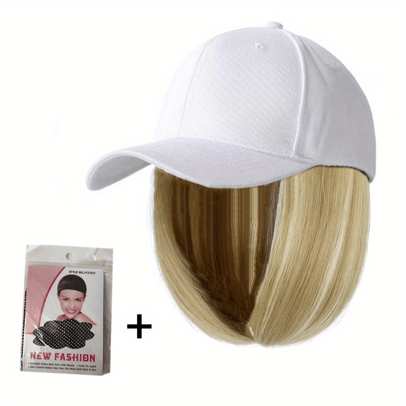 Baseball Cap With Wigs 19 Short Straight Bob Wigs Adjustable Hat