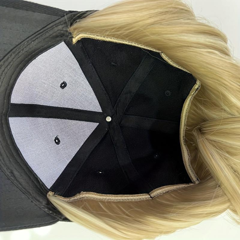 Baseball Cap With Wigs 19 Short Straight Bob Wigs Adjustable Hat