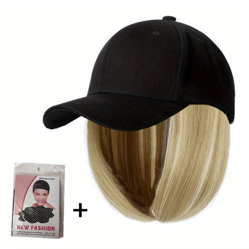 Baseball Cap With Wigs 19 Short Straight Bob Wigs Adjustable Hat