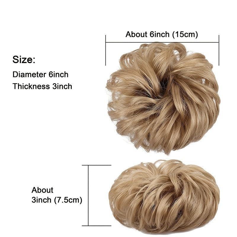 Messy Chignon Hair Extensions Curly Wavy Blonde Synthetic Hair Bun