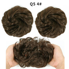Messy Chignon Hair Extensions Curly Wavy Blonde Synthetic Hair Bun