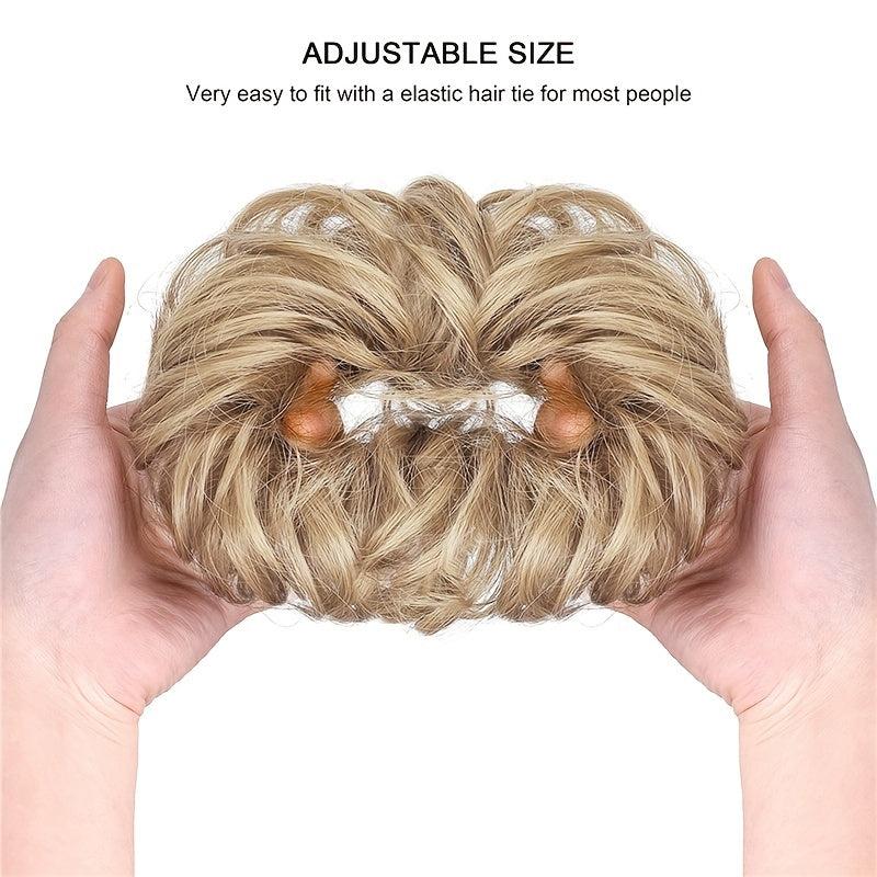 Messy Chignon Hair Extensions Curly Wavy Blonde Synthetic Hair Bun