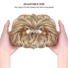 Messy Chignon Hair Extensions Curly Wavy Blonde Synthetic Hair Bun