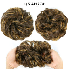 Messy Chignon Hair Extensions Curly Wavy Blonde Synthetic Hair Bun