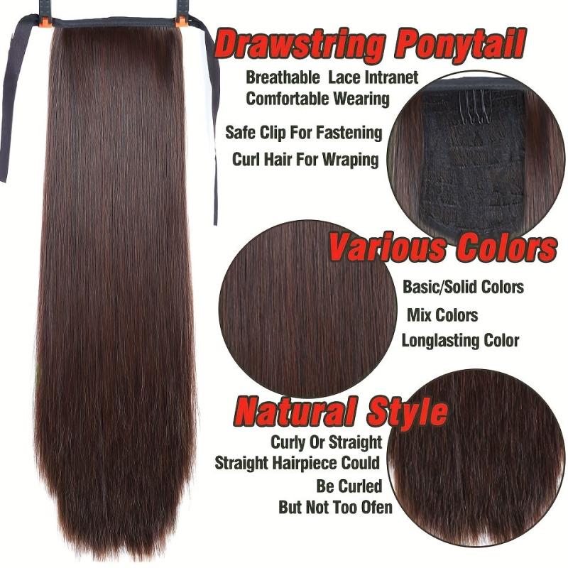 28 Cm Long Straight Hair Extensions Synthetic Heat Resistant Fiber Hair Pieces