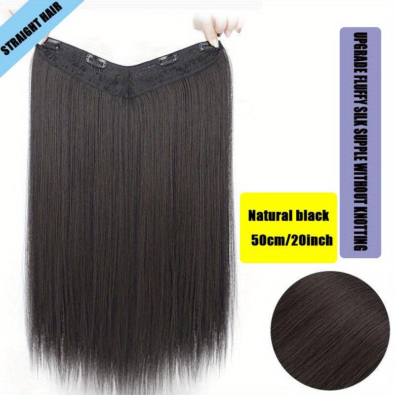 Long Straight Hair Extensions with 4 Clips Natural Brown Clip In One Piece