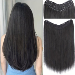 Long Straight Hair Extensions with 4 Clips Natural Brown Clip In One Piece