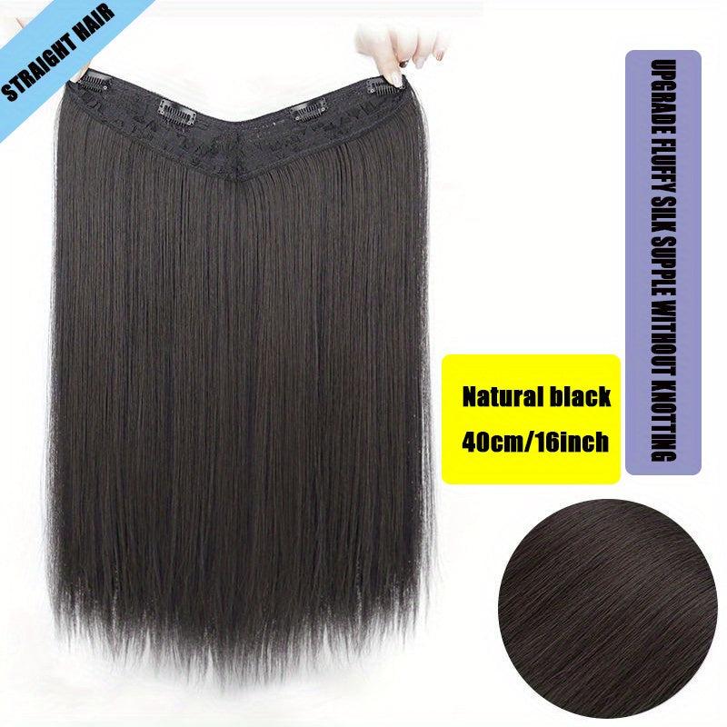 Long Straight Hair Extensions with 4 Clips Natural Brown Clip In One Piece