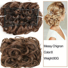 Synthetic Hair Bun Chignon Pieces with Comb Clips Hairpiece Hair Extensions