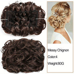 Synthetic Hair Bun Chignon Pieces with Comb Clips Hairpiece Hair Extensions