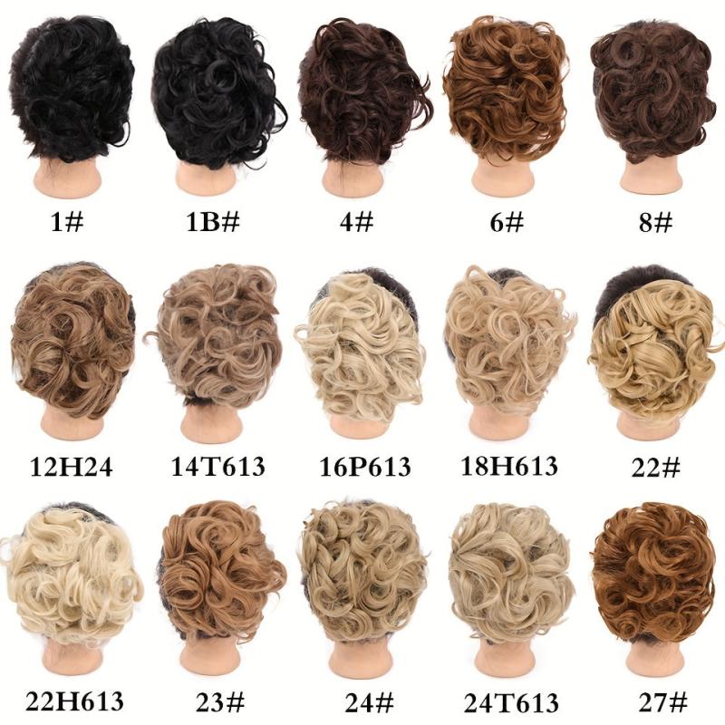Synthetic Hair Bun Chignon Pieces with Comb Clips Hairpiece Hair Extensions