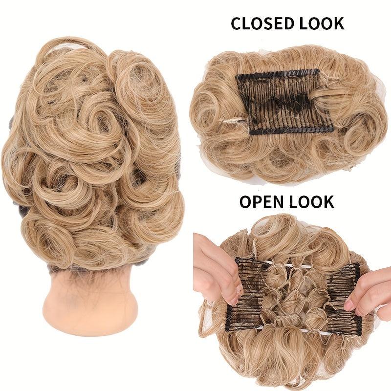 Synthetic Hair Bun Chignon Pieces with Comb Clips Hairpiece Hair Extensions
