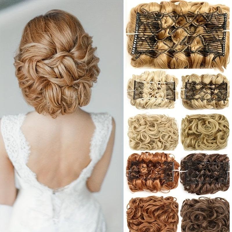 Synthetic Hair Bun Chignon Pieces with Comb Clips Hairpiece Hair Extensions
