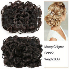 Synthetic Hair Bun Chignon Pieces with Comb Clips Hairpiece Hair Extensions