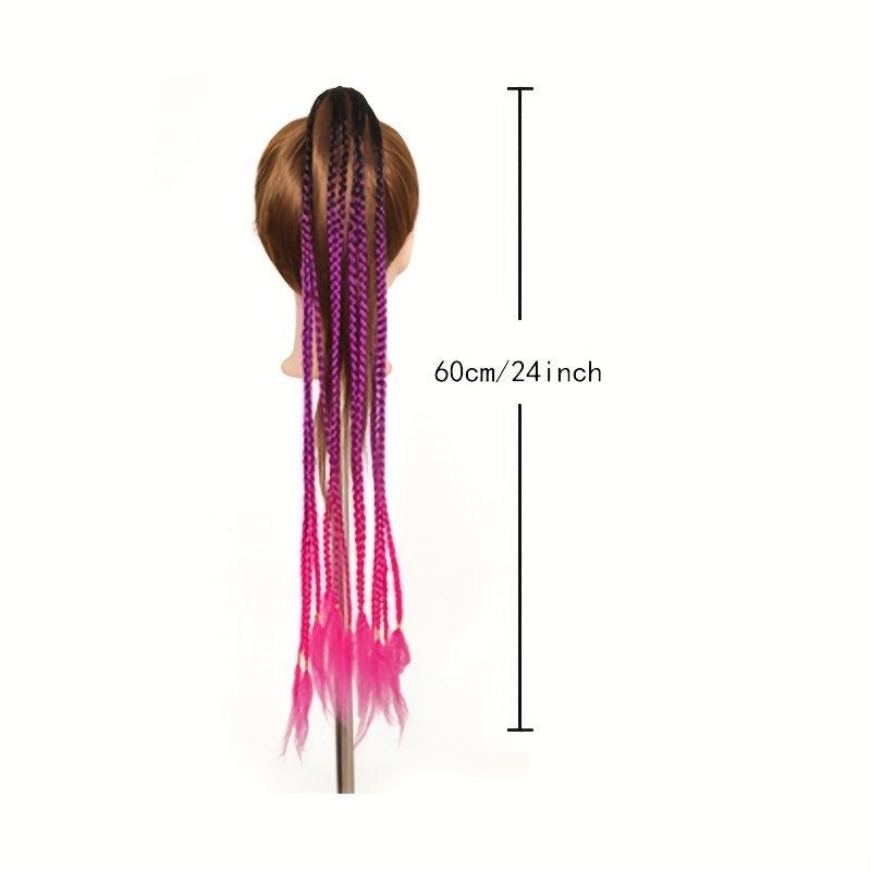 60 96 Cm Braids Ponytail Hair Extension Colored Gradient Braided Hair Piece