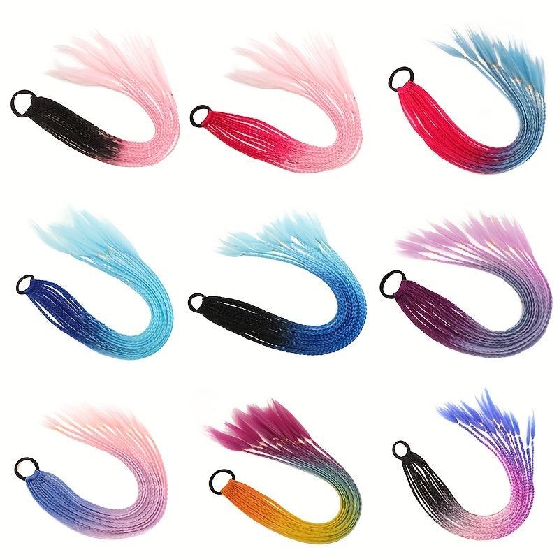 60 96 Cm Braids Ponytail Hair Extension Colored Gradient Braided Hair Piece