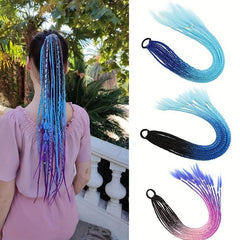60 96 Cm Braids Ponytail Hair Extension Colored Gradient Braided Hair Piece