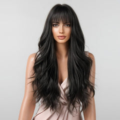 Long Wavy Synthetic Wig with Bangs for Women