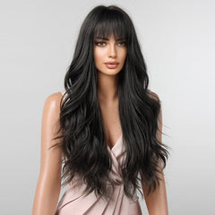 Long Wavy Synthetic Wig with Bangs for Women