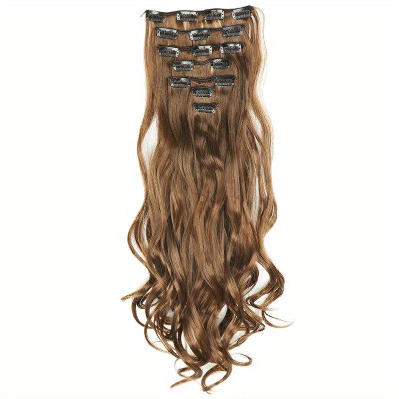 7pcs Clip In Curly Wavy Hair Extensions 55-88 Cm 16 Clips Synthetic Hairpieces