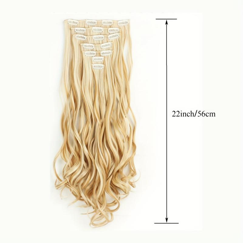 7pcs Clip In Curly Wavy Hair Extensions 55-88 Cm 16 Clips Synthetic Hairpieces