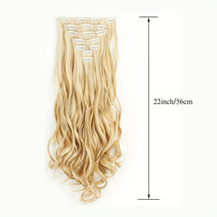 7pcs Clip In Curly Wavy Hair Extensions 55-88 Cm 16 Clips Synthetic Hairpieces