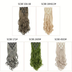 7pcs Clip In Curly Wavy Hair Extensions 55-88 Cm 16 Clips Synthetic Hairpieces