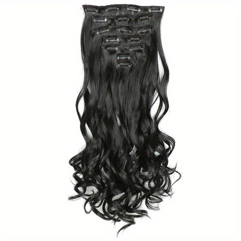 7pcs Clip In Curly Wavy Hair Extensions 55-88 Cm 16 Clips Synthetic Hairpieces