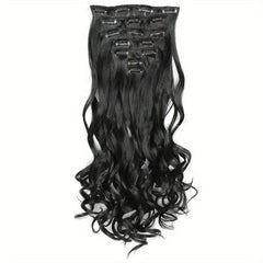 7pcs Clip In Curly Wavy Hair Extensions 55-88 Cm 16 Clips Synthetic Hairpieces