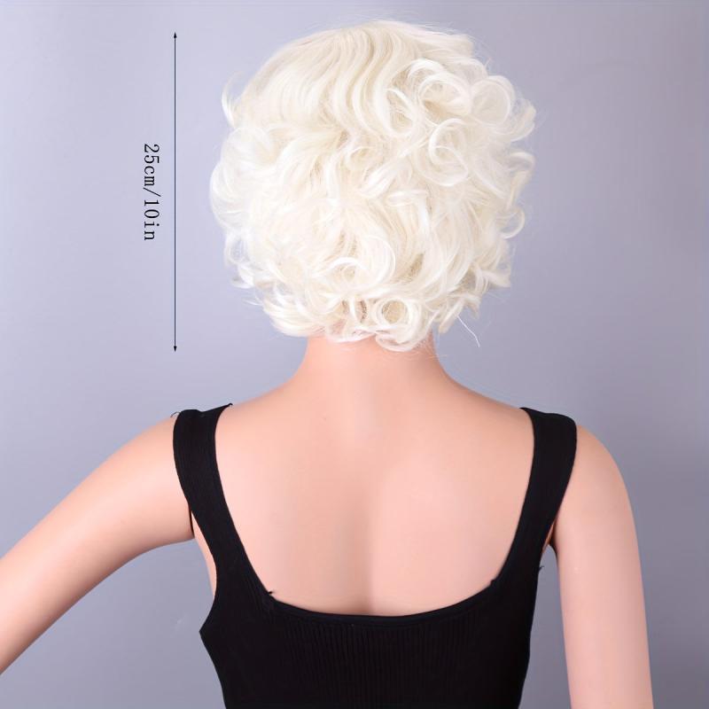 Short Curly Bob Cut Wig Synthetic Blonde Heat Resistant Beginners Friendly