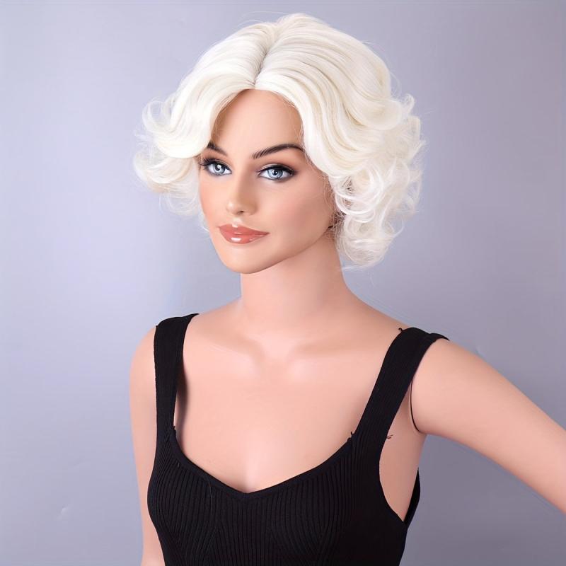 Short Curly Bob Cut Wig Synthetic Blonde Heat Resistant Beginners Friendly